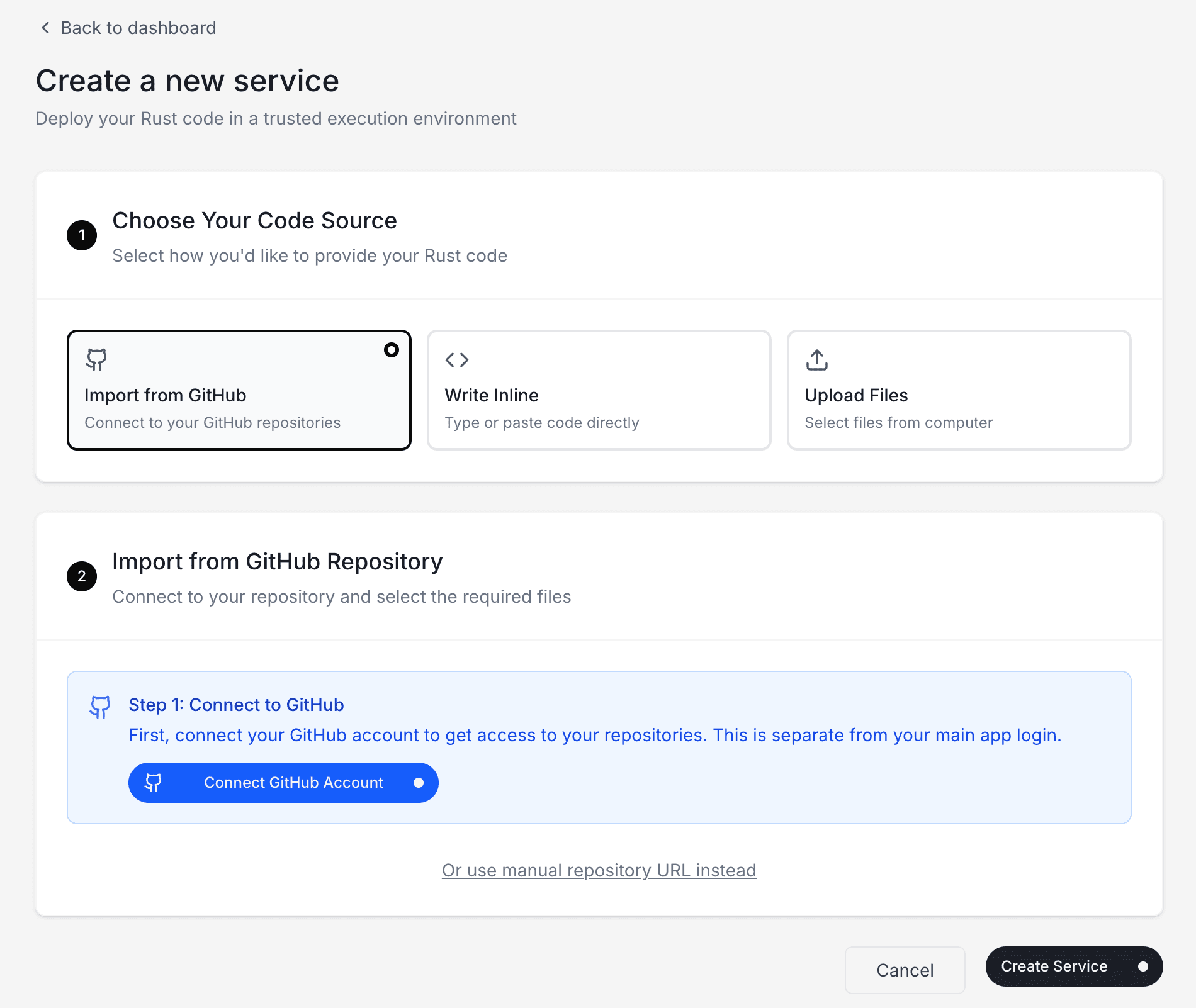Create service page